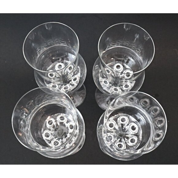 4 Vintage Lobe & Dot 7 oz Grappa/Liqueur Glasses Hand Blown Barware - Picture 5 of 6